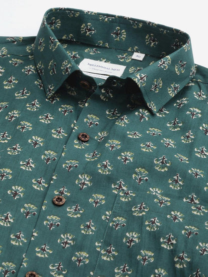 Millennial Men Teal Green & Green Cotton  Full Sleeve  Shirt for Men-MMF0287 - divenaworld.com