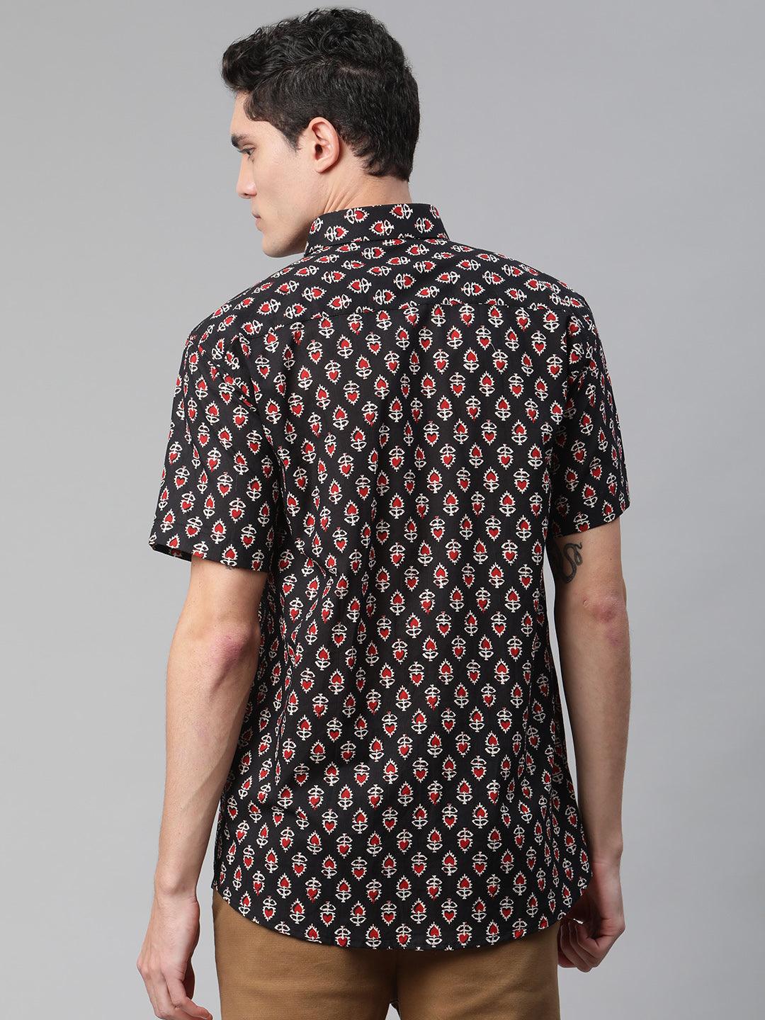 Millennial Men Black & Red Cotton  Half Sleeve Shirt for Men-MMH0167 - divenaworld.com